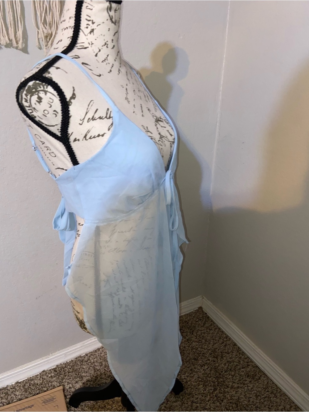Peppermayo Light Baby Blue Sheer Babydoll Chemise with Tie Front Adjustable - Picture 6 of 6